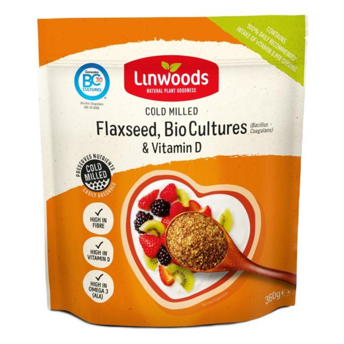 Linwoods Milled Flaxseed, Bio Cultures & Vitamin D 360g