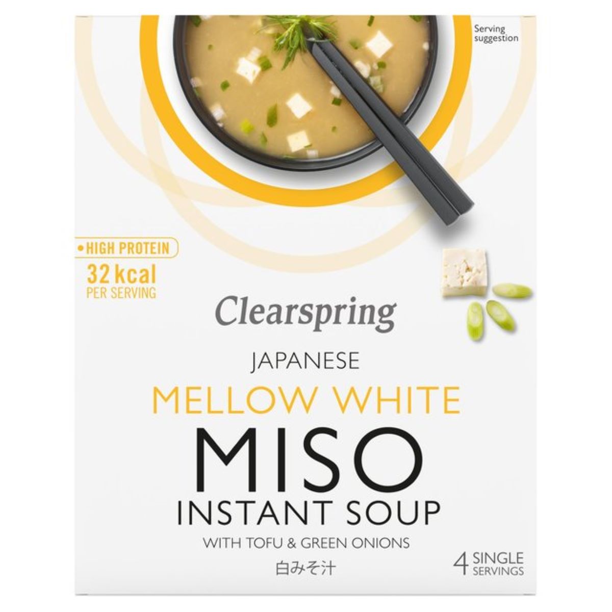 Clearspring Mellow White Miso Soup with Tofu & Green Onions 4x10g