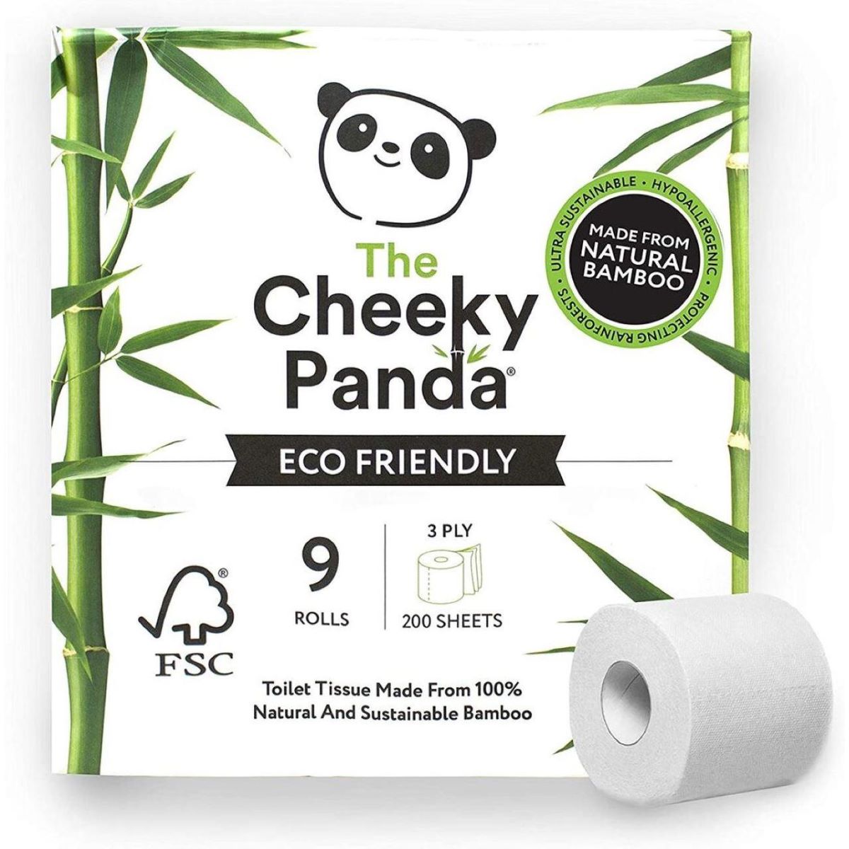 The Cheeky Panda Natural Bamboo Toilet Tissue 9 per pack