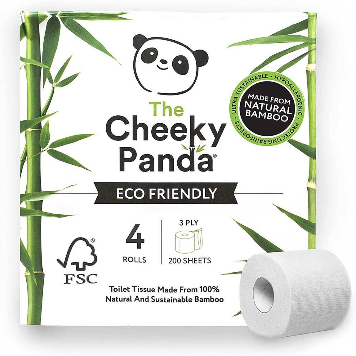 The Cheeky Panda Natural Bamboo Toilet Tissue 4 per pack