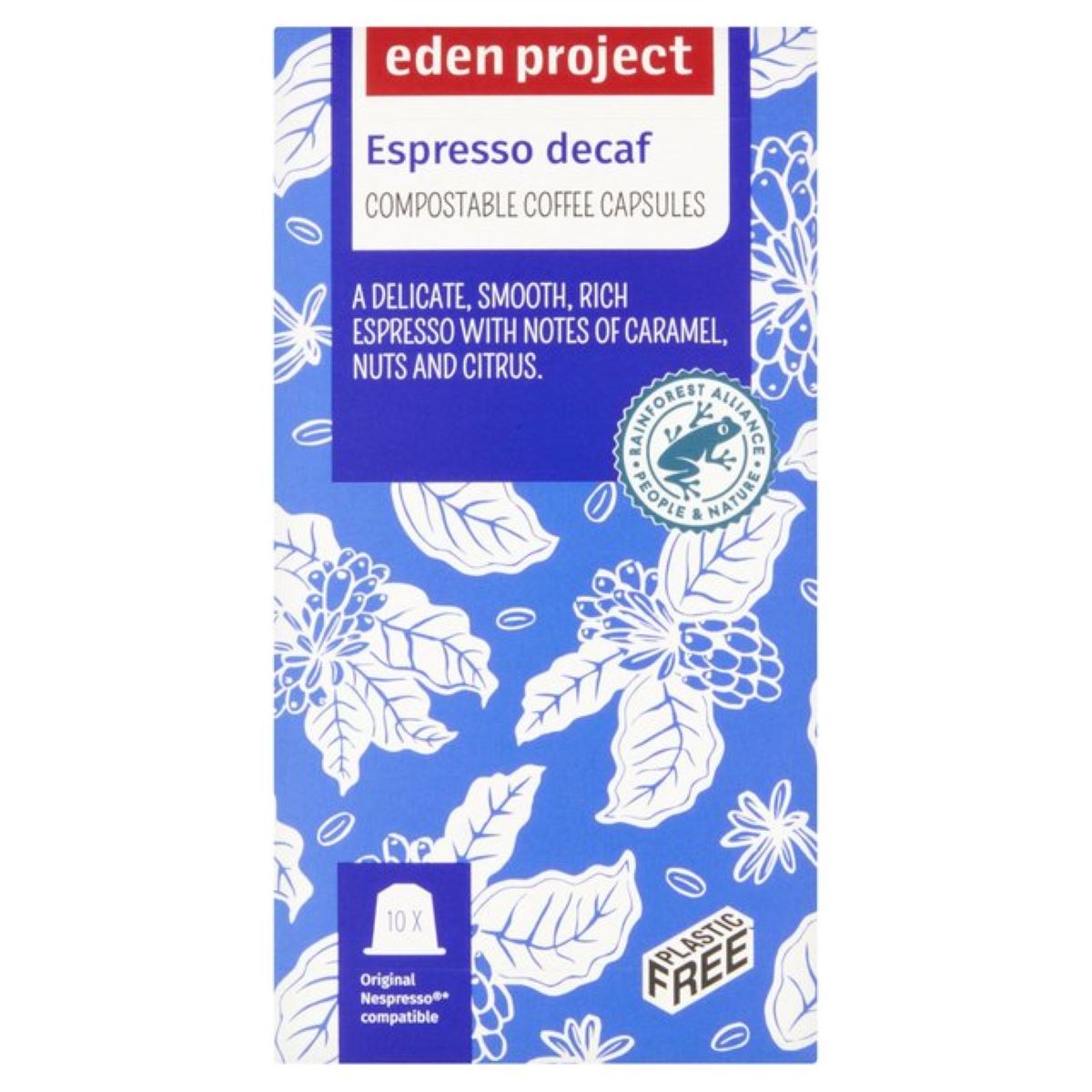 Eden Project Home compostable Nespresso capsules - Decaff 10 per pack 50g