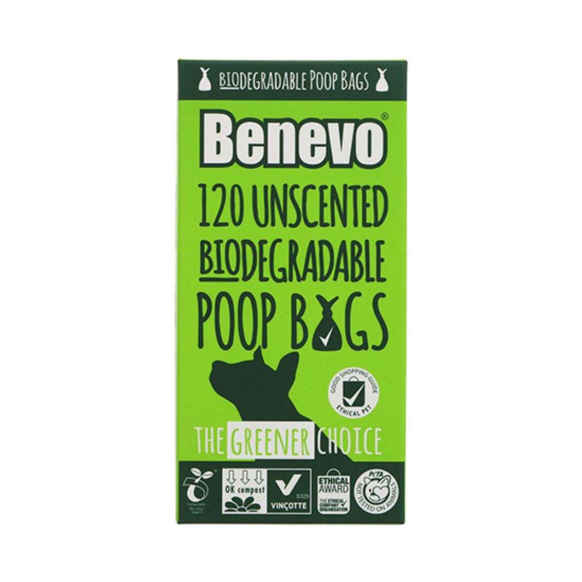 Benevo Unscented Biodegradable Eco Poop Friendly Bags 120Pack