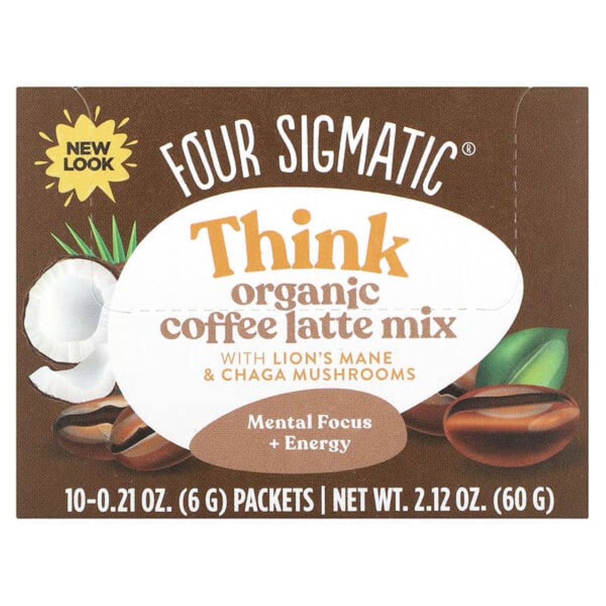 Four Sigmatic, Think, Organic Coffee Latte Mix with Lion's Mane & Chaga Mushroom 60g