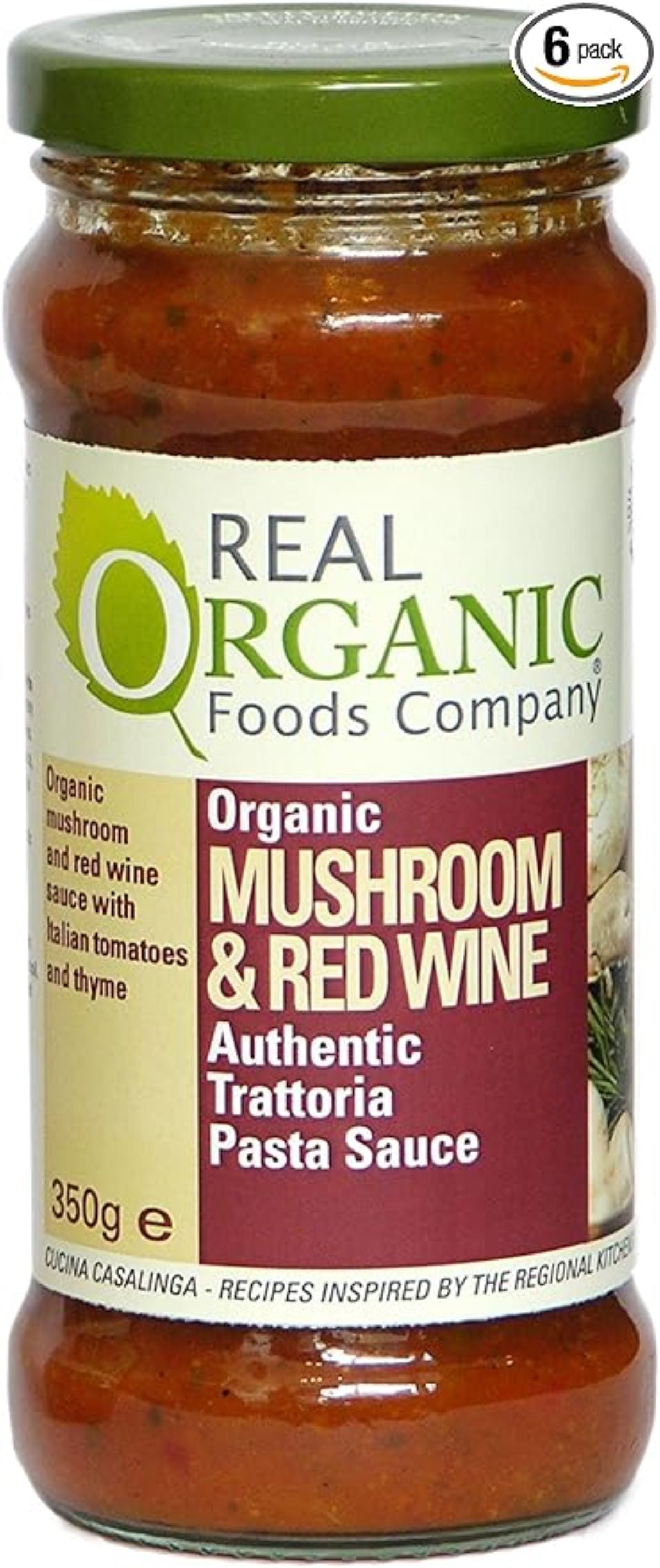 Real Organic Foods Company Mushroom and Red Wine Pasta Cooking Sauce 350 g