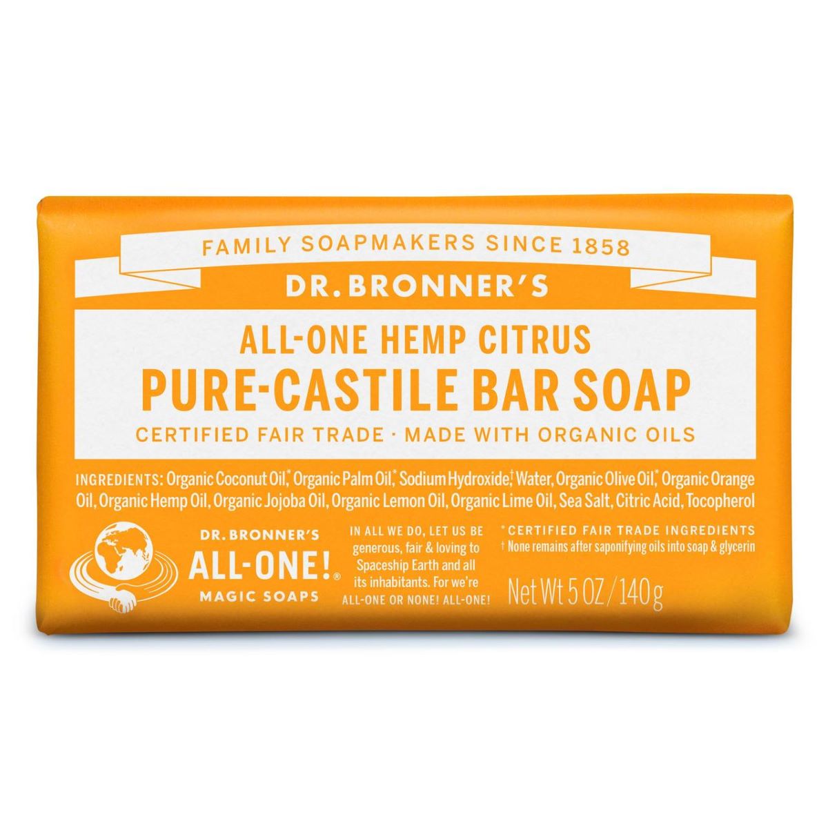 Dr. Bronner's Citrus All-One Soap Bar 140g