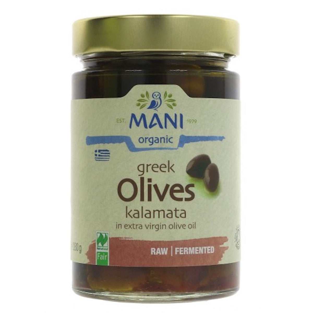 Mani Organic Greek Kalamata Olives in Extra Virgin Olive Oil 280g