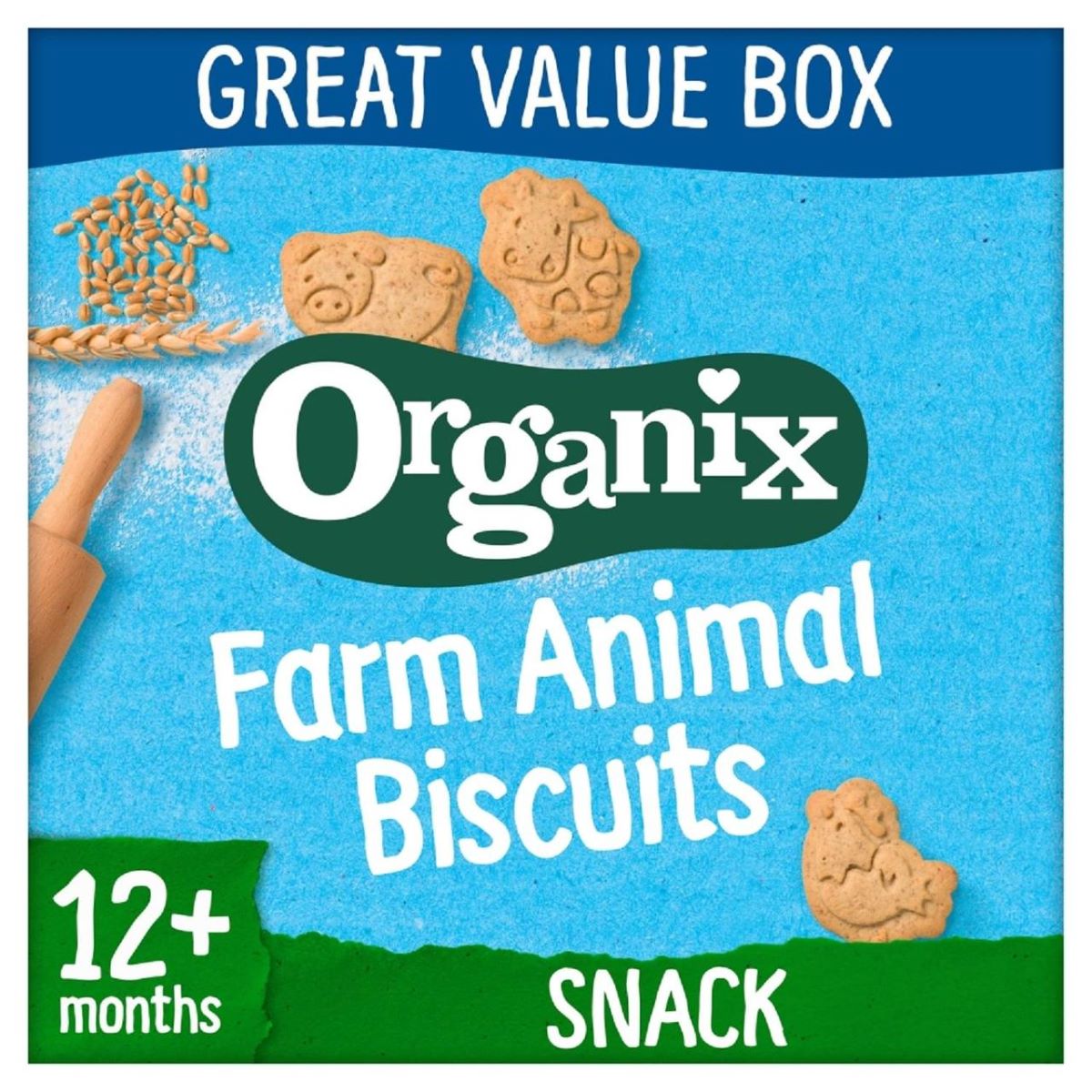 Organix Farm Animal Biscuits, 12 mths Value Box 100g