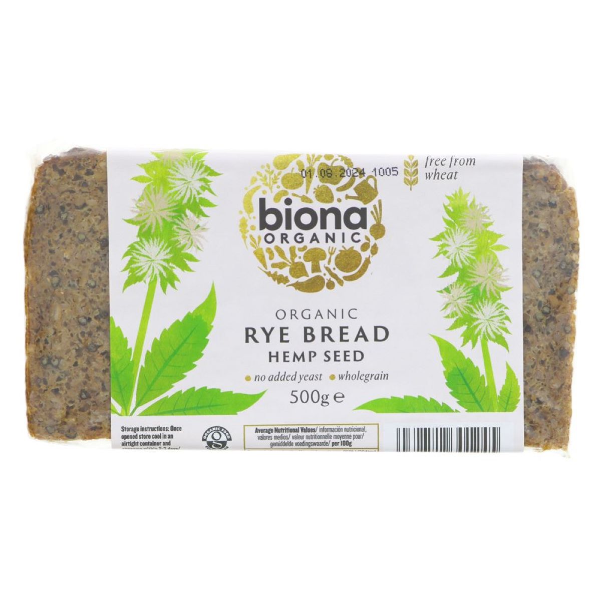 Biona Organic Rye Bread with Hemp Seeds 500g