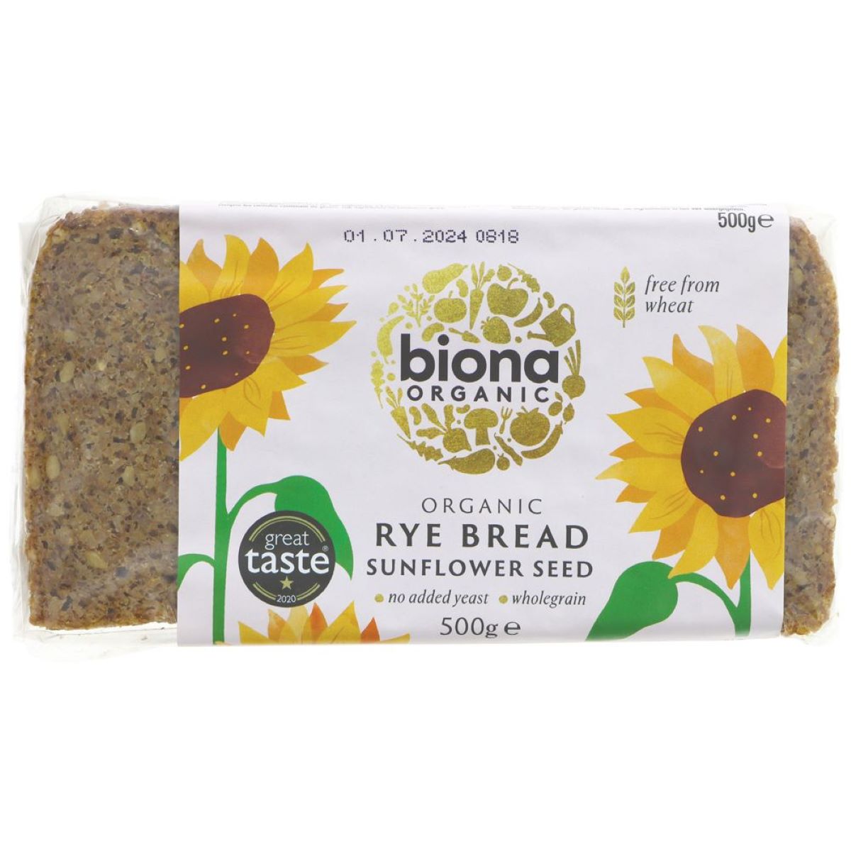 Biona Organic Rye Bread with Sunflower Seeds 500g