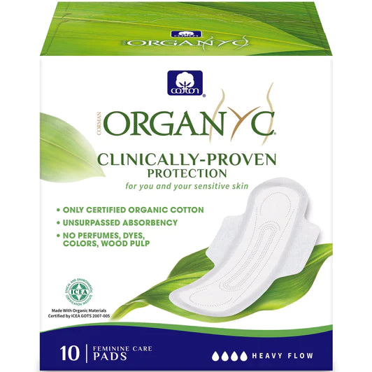 Organyc Sanitary Pads Heavy Flow (100% Cotton) 10 Pack