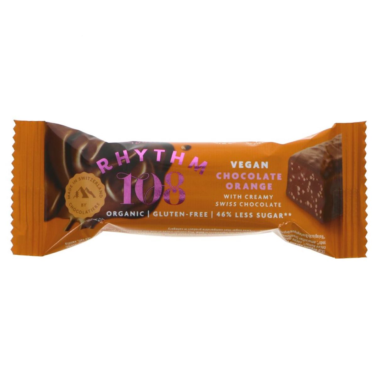 Rhythm 108 Organic Swiss Chocolate Orange Bar 33g