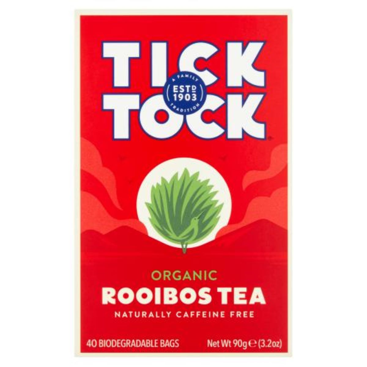 Tick Tock Rooibos Tea Organic 40 Biodegradable Bags 90g